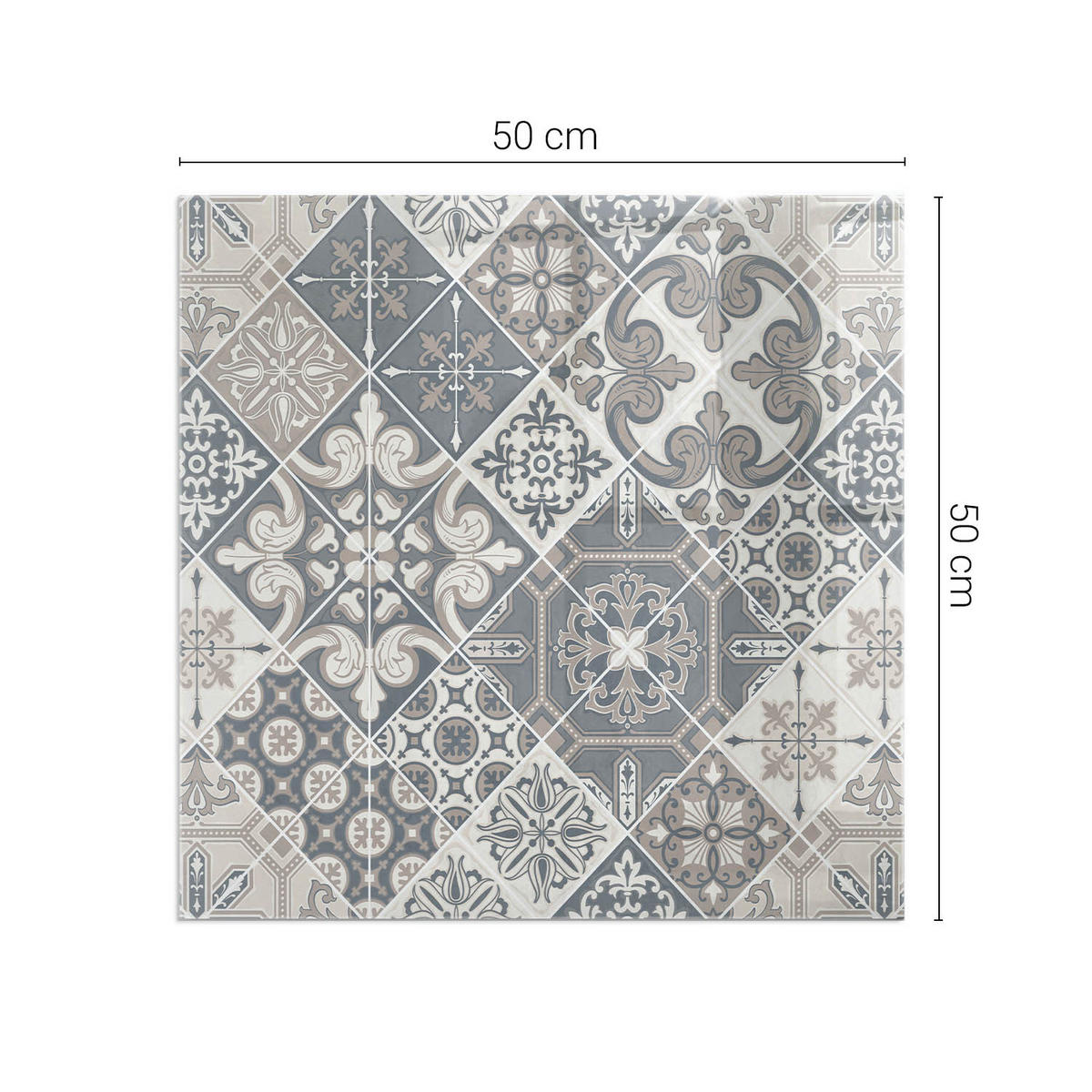 GLASPLATTE für Kamin 50 × 50 cm Grau - Grau, Glas (50/50/0.4cm) - ArtPrintCave