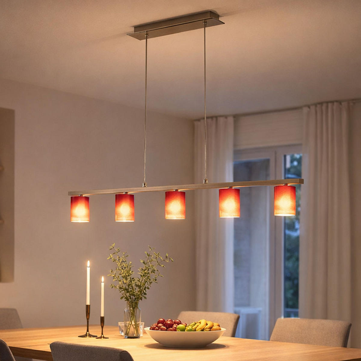 LED HÄNGELEUCHTE DRESS Aluminium Rot - Rot, Metall (91.5/7/110cm)