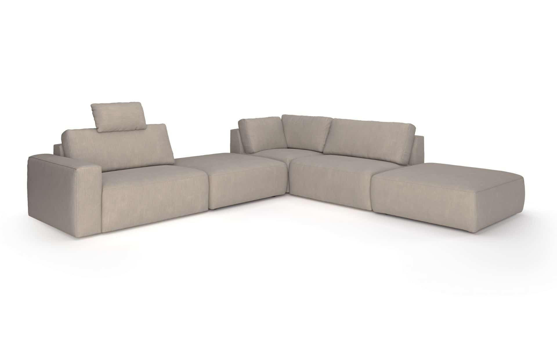 ECKSOFA hochwertige und außergewöhnliche Handwerkskunst - Beige/Schwarz, Holz/Kunststoff (373/345cm) - Cotta