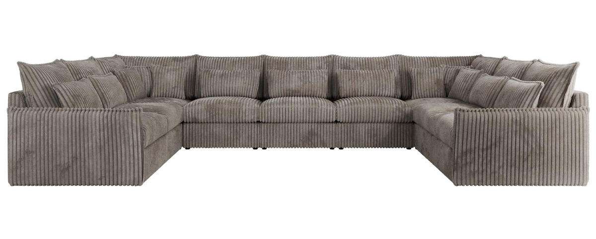 WOHNLANDSCHAFT VERSO U 9M Hellbraun Cord - Hellbraun/Schwarz, Kunststoff/Textil (442/93/270cm) - MKS