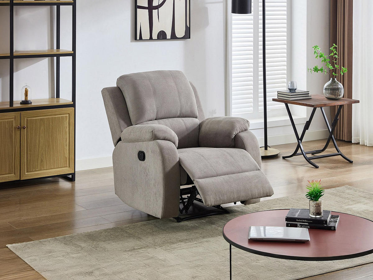 RELAXSESSEL - 1 Person - stoff - hellgrau Brody - Hellgrau, Textil (87/99/98cm) - Vente-Unique