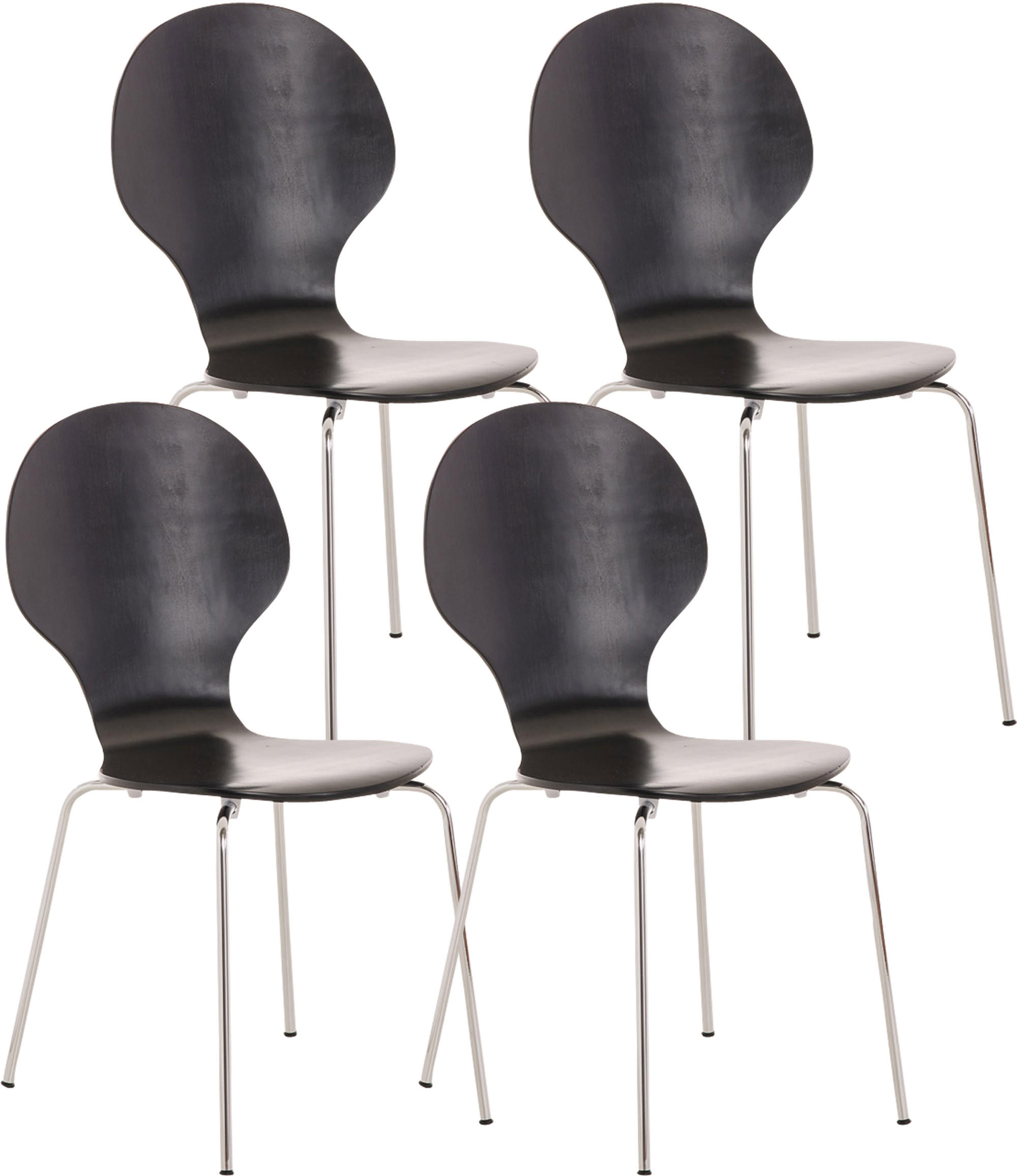 BESUCHERSTUHL 4er Set Holz schwarz - Schwarz, Holz/Metall (43/86/45cm) - CLP