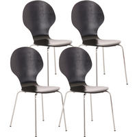 BESUCHERSTUHL 4er Set Holz schwarz - Schwarz, Holz/Metall (43/86/45cm) - CLP