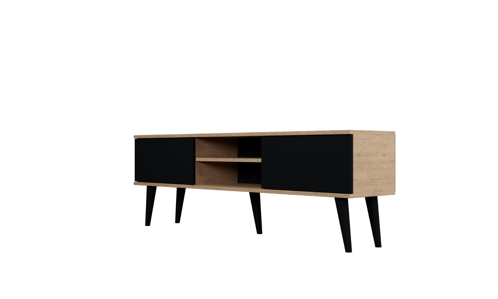 LOWBOARD Toronto II 35/55,2/160 cm - Schwarz/Eiche Artisan, Holzwerkstoff (35/55/160cm) - Kocot Kids