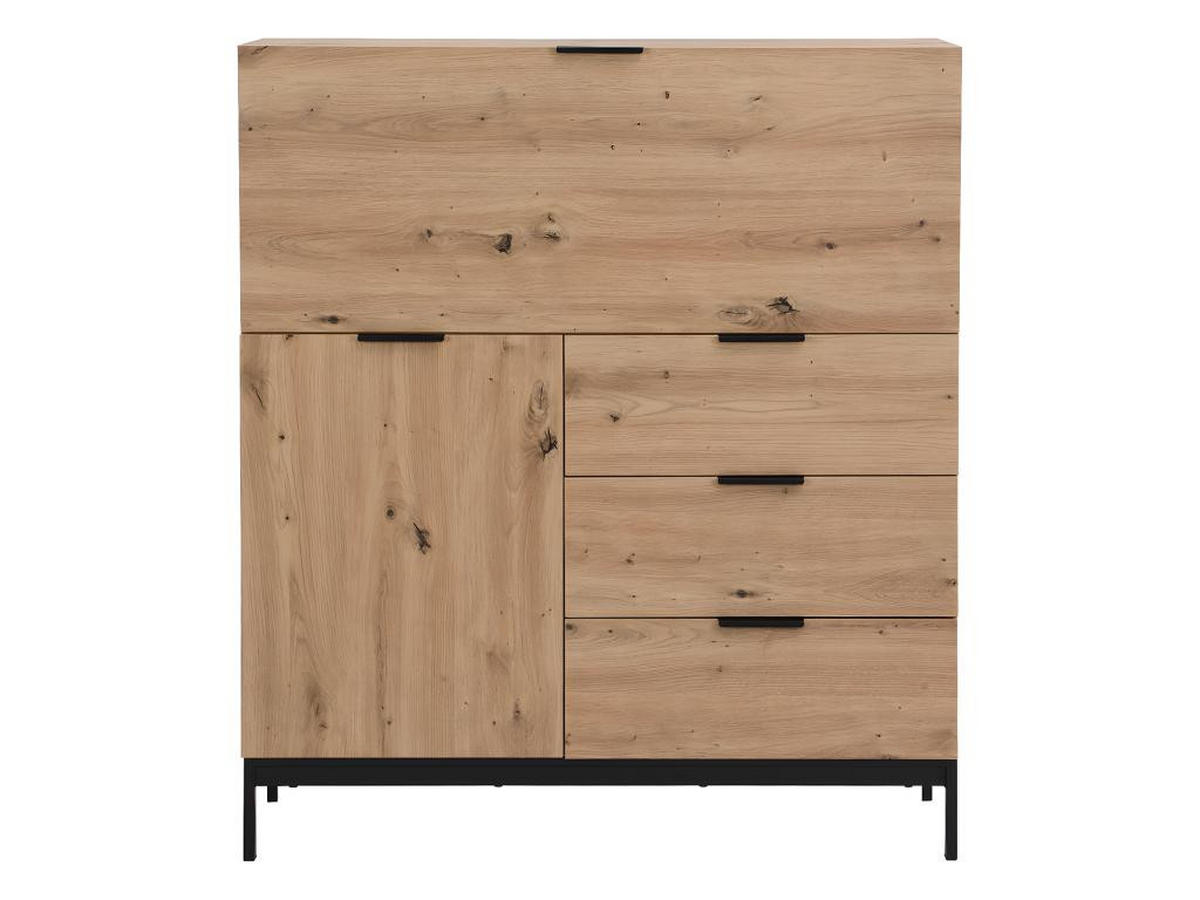 SEKRETÄR mit 2 Türen & 3 Schubladen - MDF & Metall - Naturfarben - ERWIN - Naturfarben, Holz (100/40/115cm) - Vente-Unique