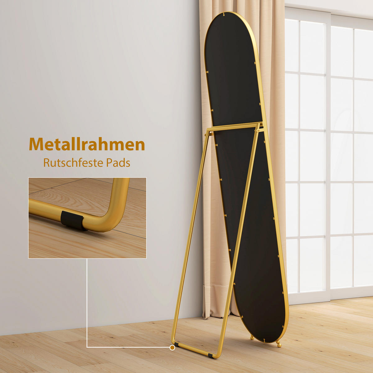 STANDSPIEGEL 2er-Set goldfarben 50.0/4.0/180.0 cm - Goldfarben, Metall (4/180/50cm)