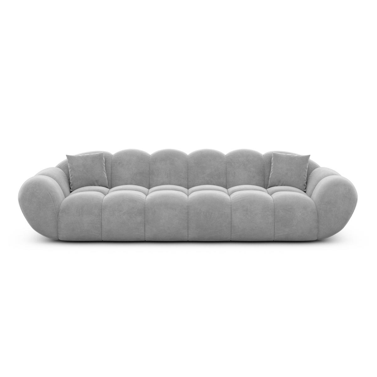 4-SITZER-SOFA Liva Hellgrau Samtstoff - Hellgrau, Textil (265/70/93cm) - VAROYAL