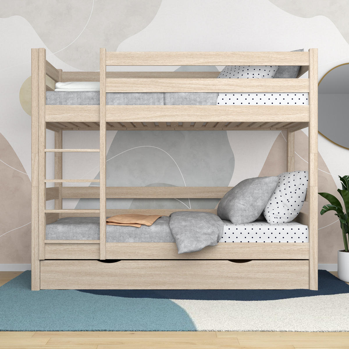 ETAGENBETT N01 mit Schublade Sonoma Eiche 90/190 - Sonoma Eiche, Naturmaterialien/Holz (90/190cm) - N-Wood