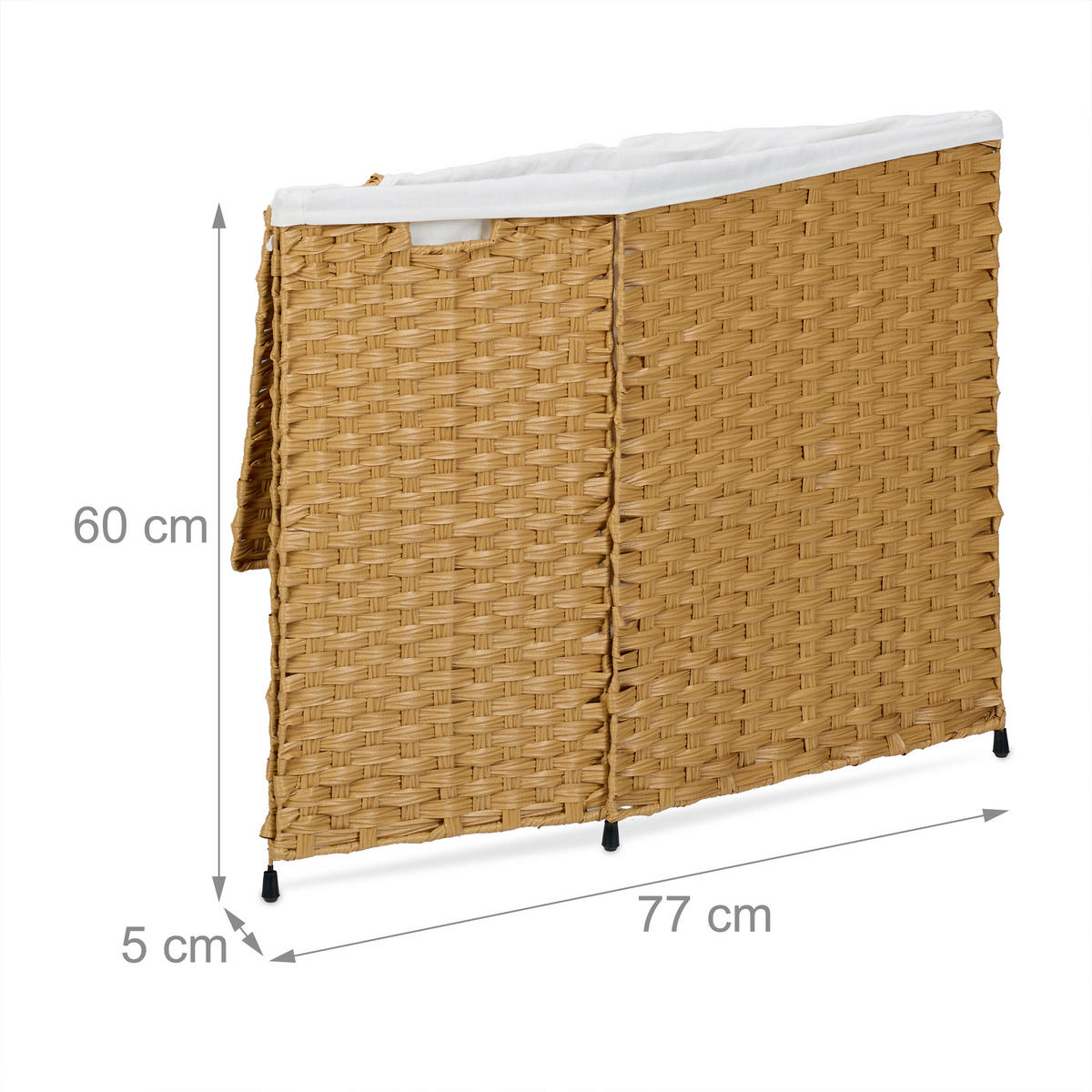 WÄSCHEKORB - Hellbraun, Kunststoff/Textil (46/60/34cm) - Relaxdays