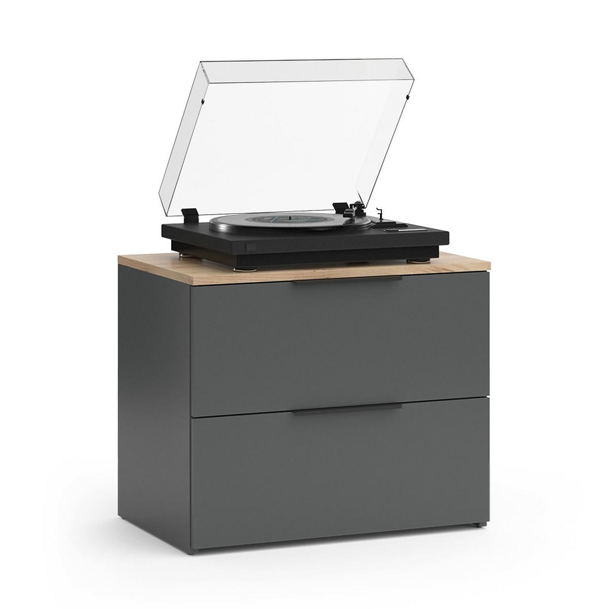 KOMMODE Wido Anthrazit 60 x 50 cm mit 2 Schubladen - Anthrazit/Sonoma Eiche, Holzwerkstoff (60/50/40cm) - Vicco
