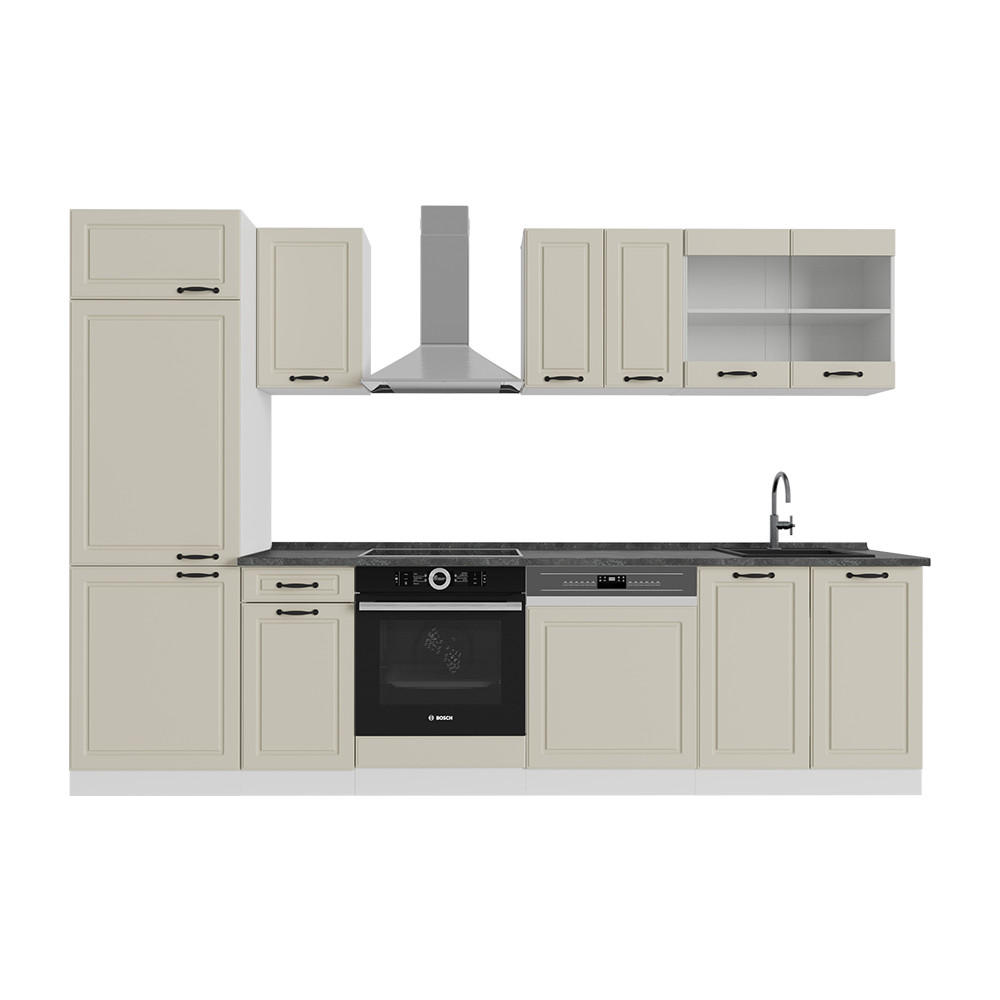 Vicco Küchenzeile Beige, Weiß 300x206.8x46 cm