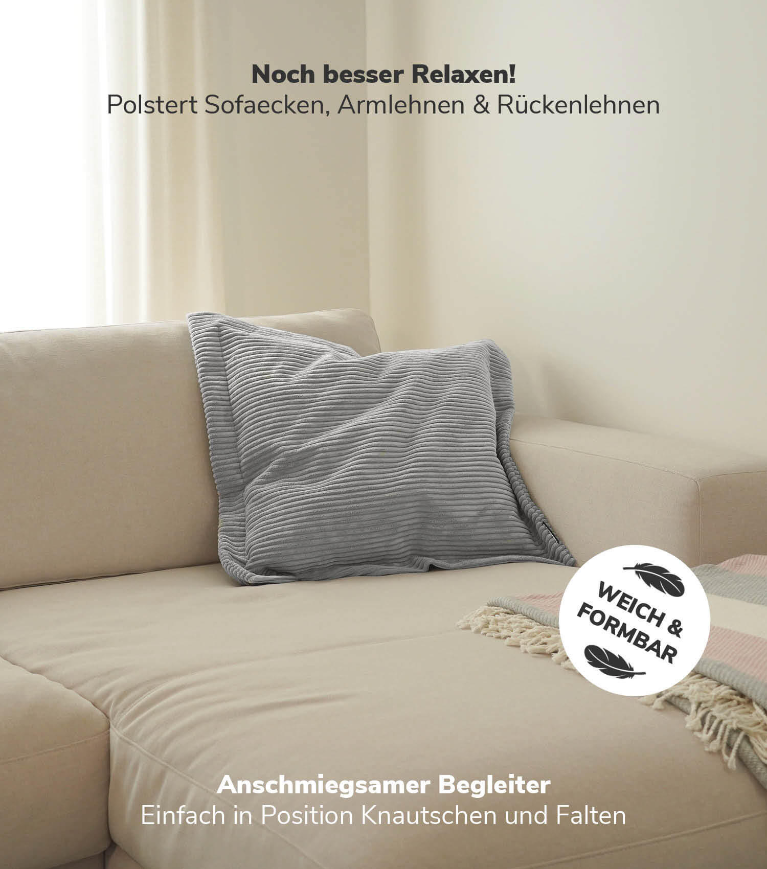 SOFAKISSEN Das Wölkchen - Grau, Textil (70/8cm) - Mokebo