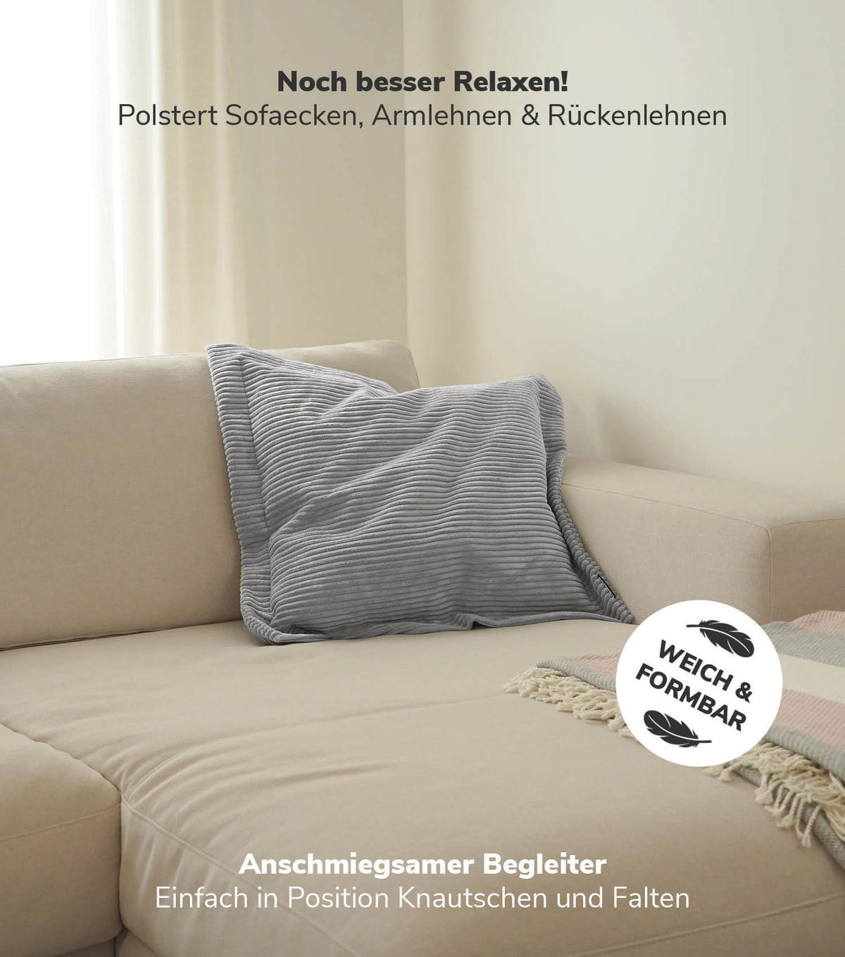 SOFAKISSEN Das Wölkchen - Grau, Textil (70/8cm) - Mokebo