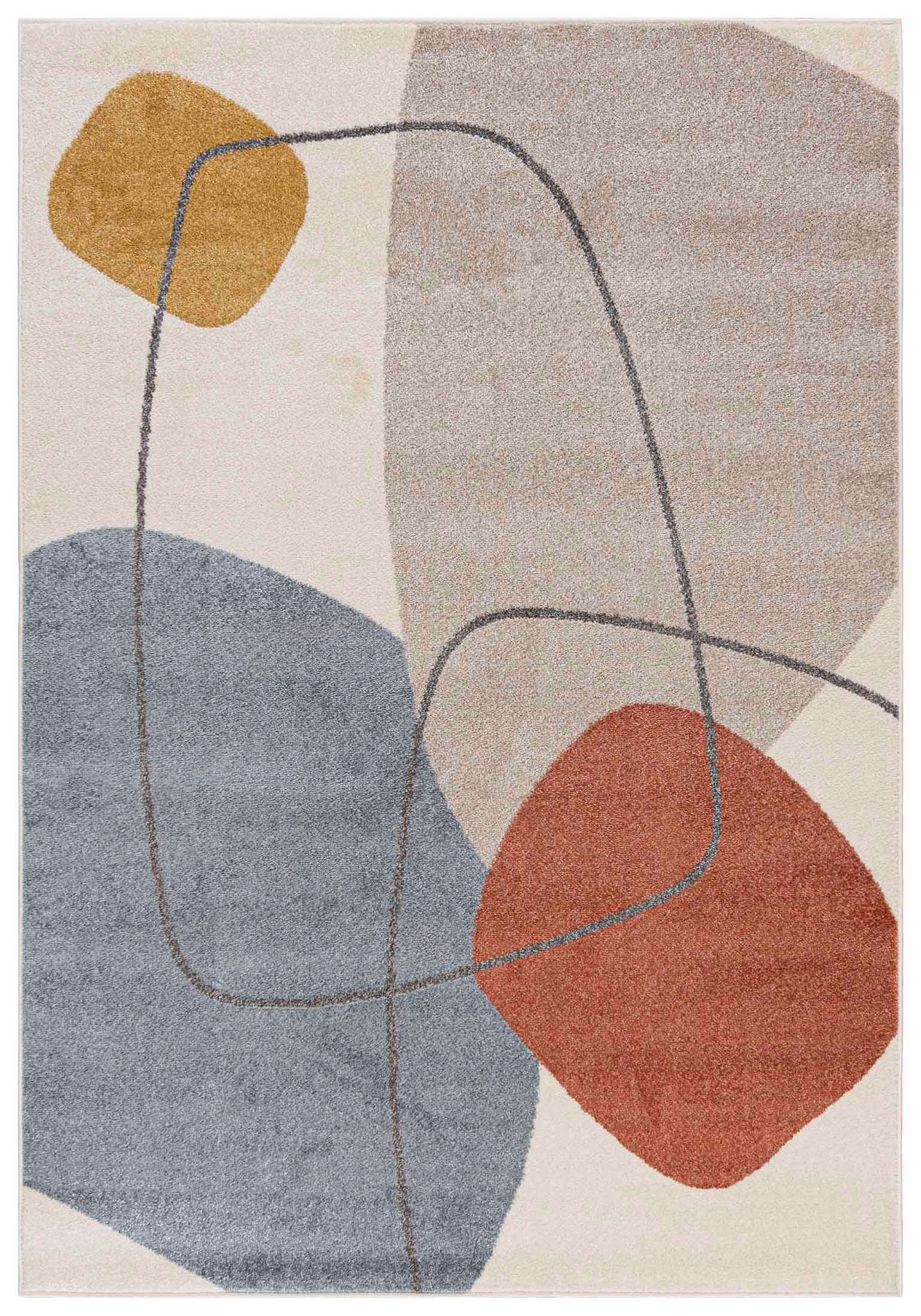 TEPPICH Beige Geometrisch In-Outdoor Pflanzlich Kurzflor Rechteckig 250 x 350 cm - Beige/Blaugrau, Textil (250/350cm) - Mazovia