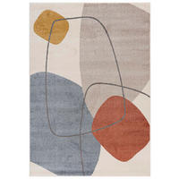 TEPPICH Beige Geometrisch In-Outdoor Pflanzlich Kurzflor Rechteckig 180 x 250 cm - Beige/Blaugrau, Textil (180/250cm) - Mazovia