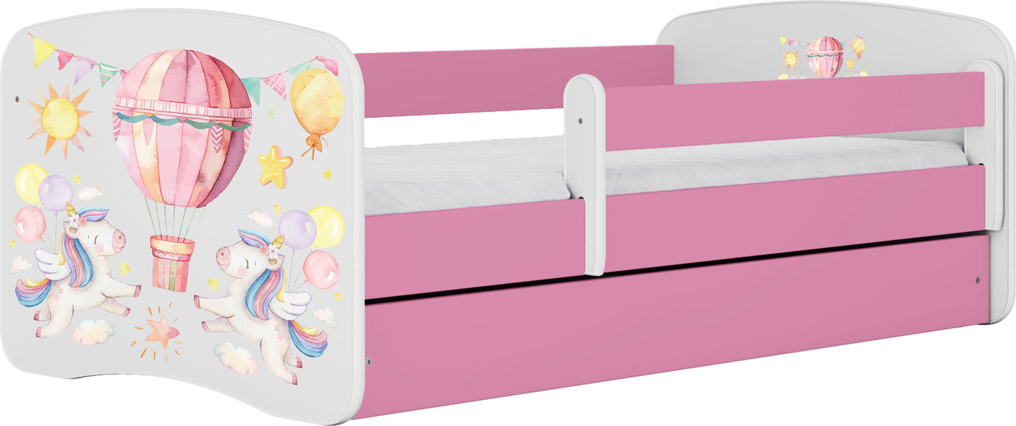 KINDERBETT Emily mit Schublade und Matratze, Rosa 80x180 cm - Hellrosa/Rosa, Holzwerkstoff (180/80cm) - WFL GROUP