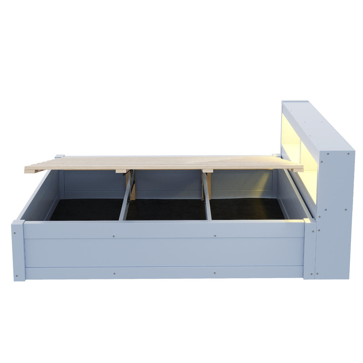 STAURAUMBETT 90/200 cm DE-32627 mit LED Grau - Grau, Holzwerkstoff (90/200cm) - ComfortXL