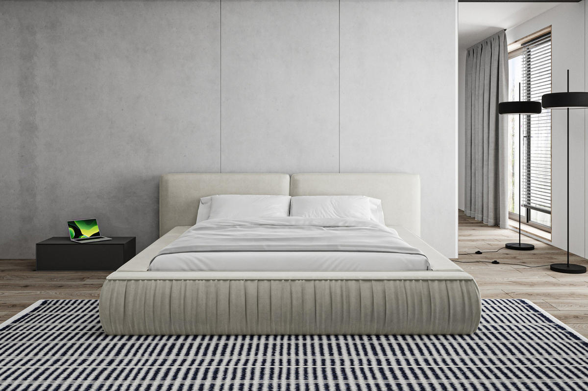 POLSTERBETT - Bett 08 - 180x200 - Beige (Riviera 21) - Beige, Holzwerkstoff (180/200cm) - Möblo