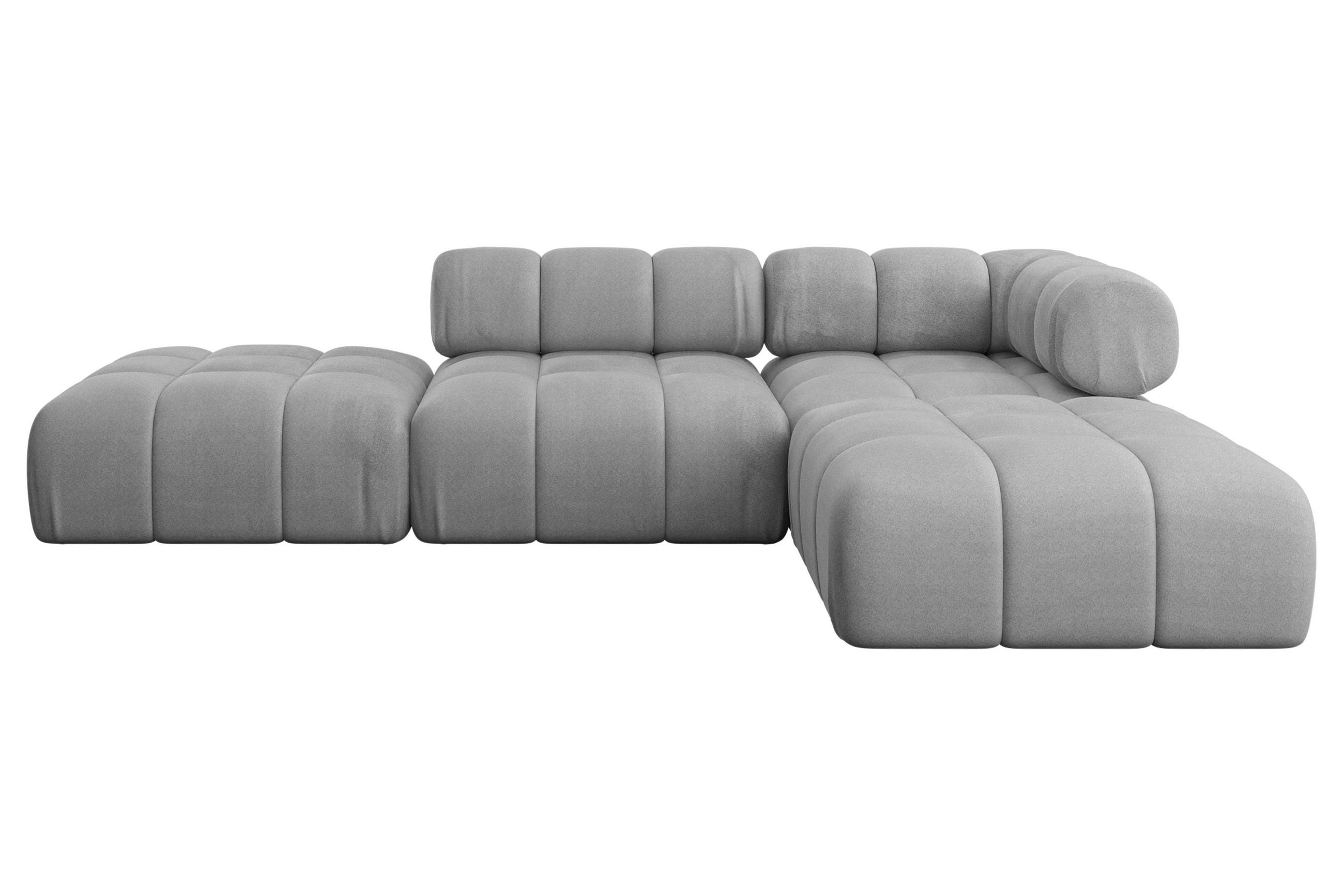 ECKSOFA modulares Sofa Kerru-L1 - 285x190x70 cm Hellgrau Velours - Hellgrau, Holzwerkstoff/Textil (285/190cm) - ALTDECOR