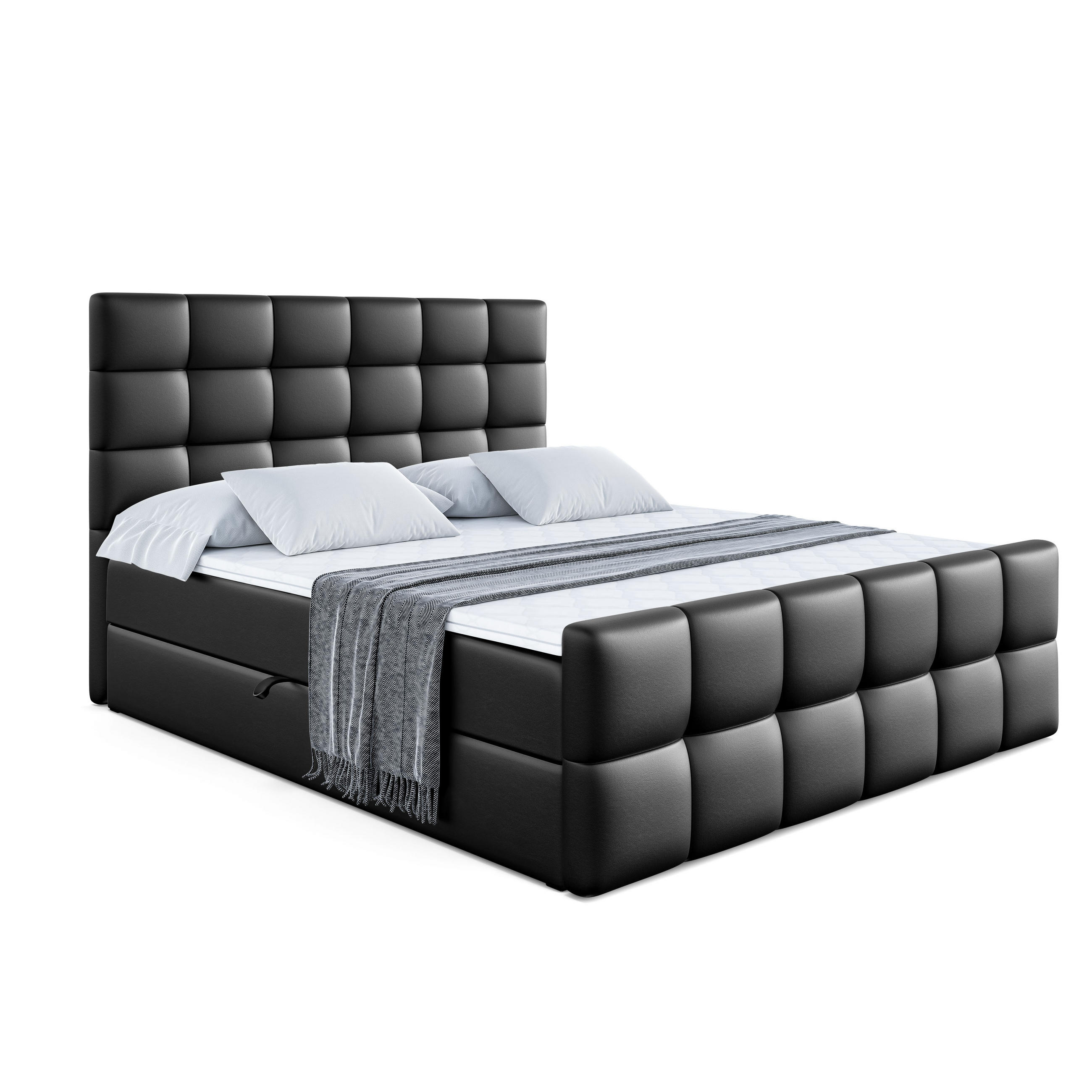 BOXBETT BRUGO-Z - 180 x 200 - H3 - Schwarz Hochglanz - Schwarz Hochglanz, Holzwerkstoff (180/200cm) - ALTDECOR