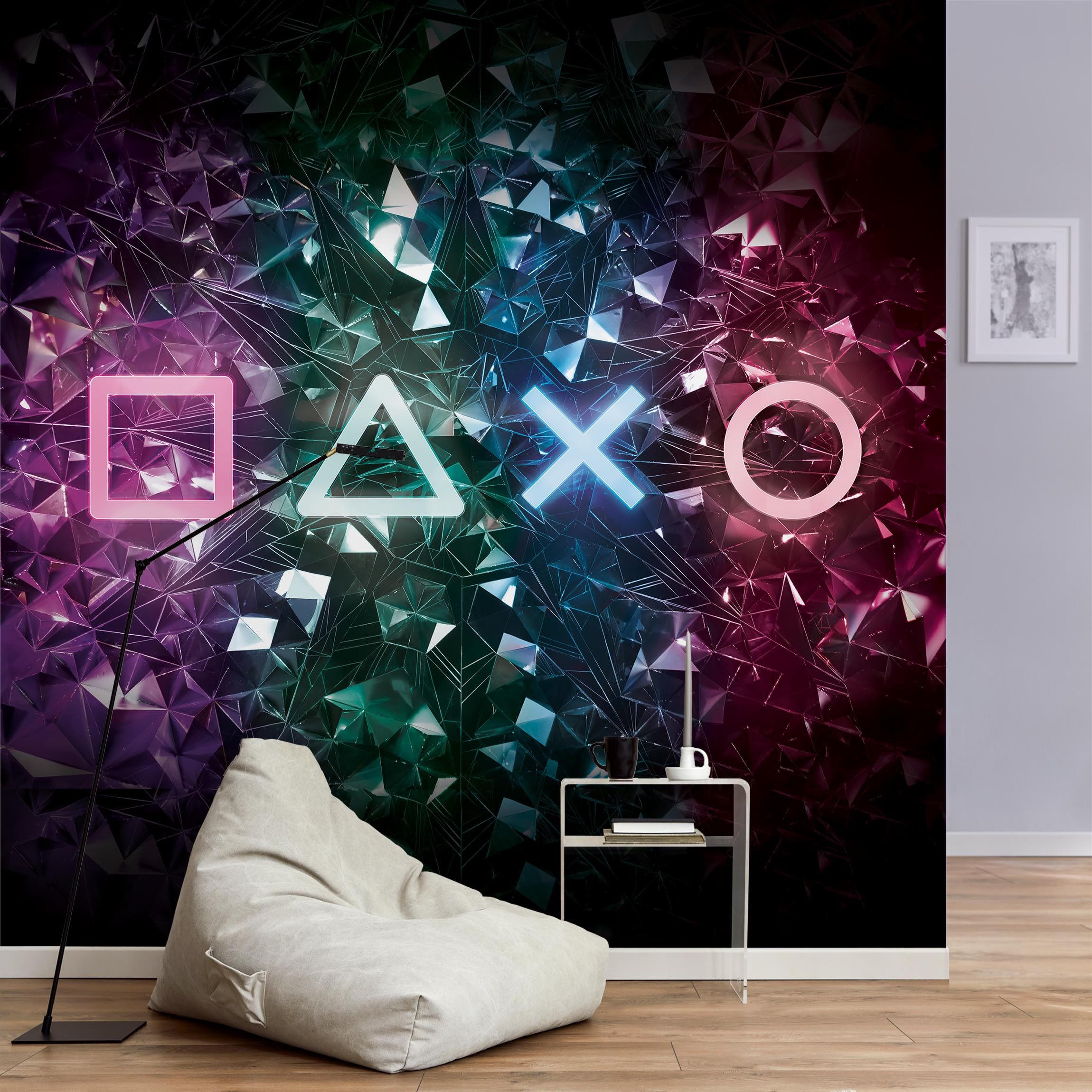 FOTOTAPETE Controller Symbole in Kristallen 288/288 cm - Multicolor, Papier (288/288cm) - Bilderwelten