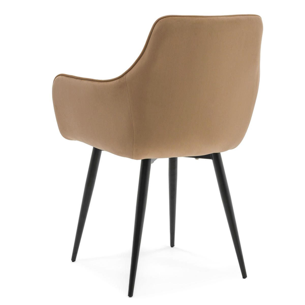 STUHL QUATTRO gepolstert mit Steppung - beige - Samt Velours - Beige/Schwarz, Textil/Metall (58/88/58cm) - NEW HOME