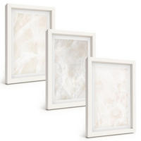 BILDER SET 3er Set - 20x30 cm Weißer Rahmen - Die Struktur von elegantem Marmor - Weiß, Kunststoff (20/30cm) - TULUP