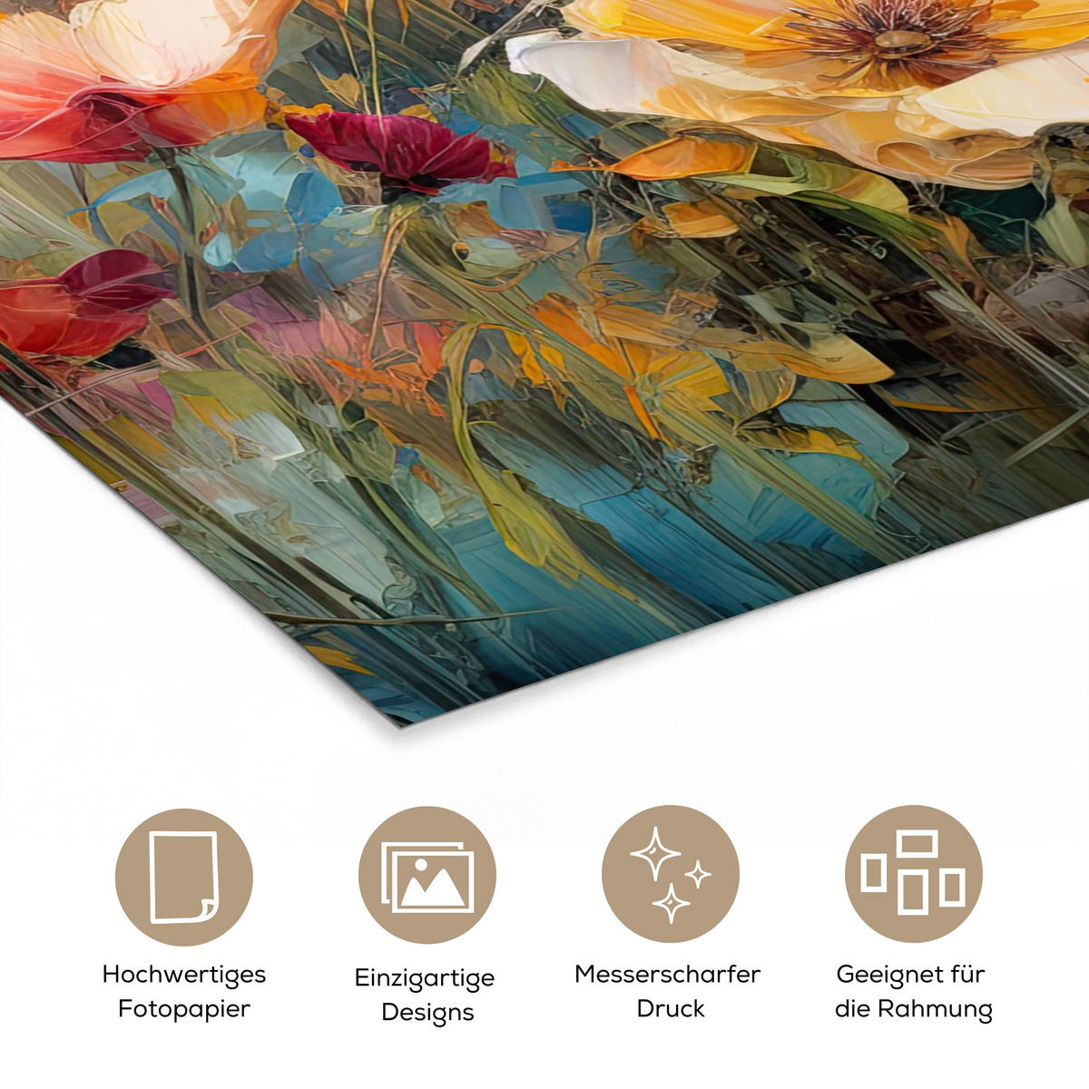 POSTER Blumen - Aquarell - Kunst - Botanisch - Natur 60x80 cm - Orange, Papier (60/80/0.1cm) - MuchoWow