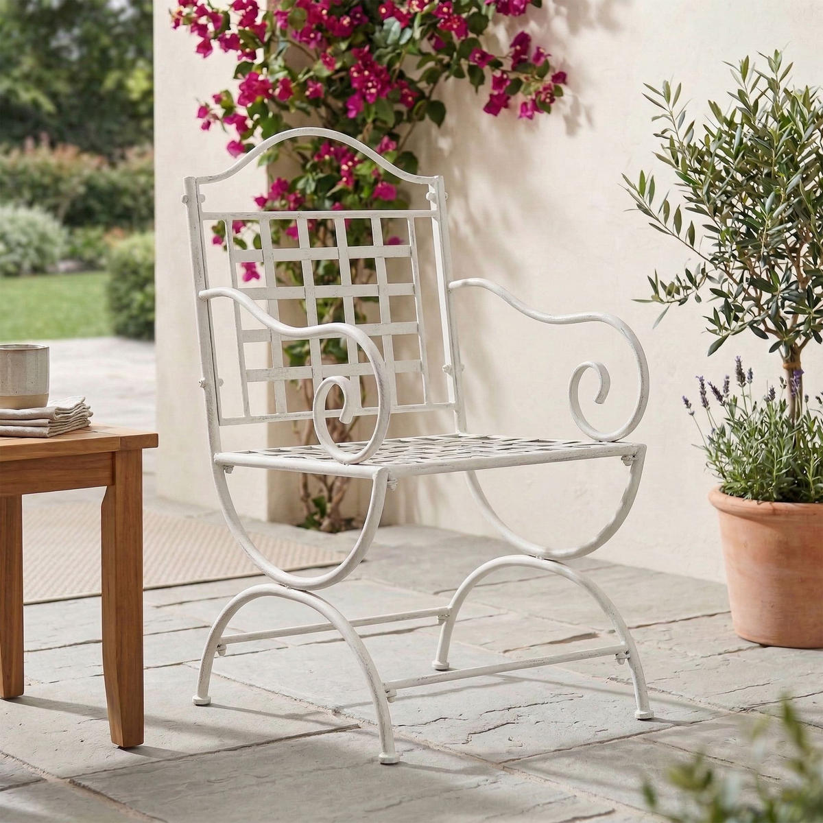 GARTENSTUHL Metall Antik Weiß - Weiß, Metall (56/92/53cm) - CLP