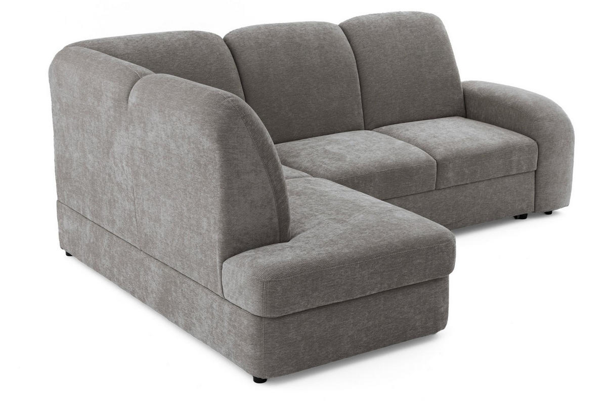 ECKSOFA VIBE L Links mit Schlaffunktion 129x205 Chenille Grau - Schwarz/Grau, Holz/Kunststoff (186/250cm) - Muffo