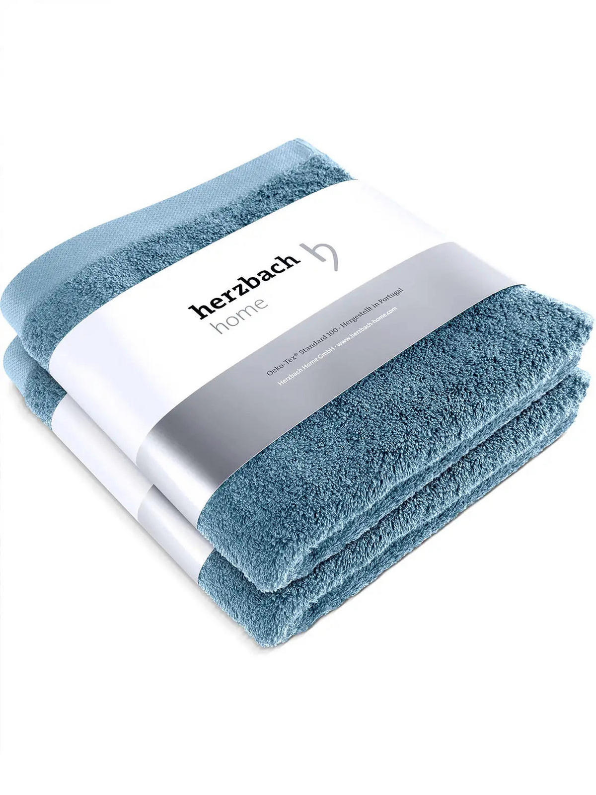 HANDTUCH 2er Set Pura Blau - Blau, Textil (50/100cm) - Herzbach Home