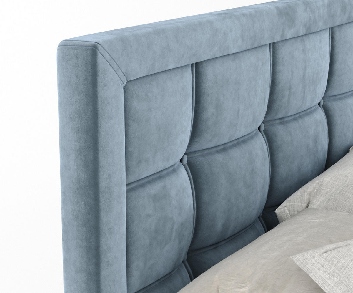 BOXSPRINGBETT Ambrosia Blau Grau 160/200 cm - Blaugrau/Schwarz, Holz/Holzwerkstoff (160/200cm) - Maison de Reve