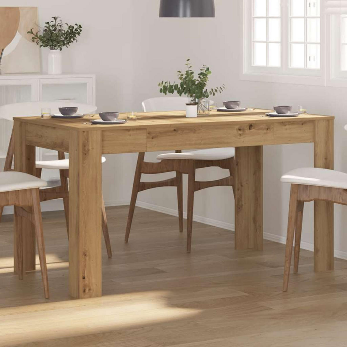 ESSTISCH Artisan-Eiche 140/74,5/76 Cm Holzwerkstoff - Hellbraun, Holzwerkstoff (140/74.5/76cm) - vidaXL