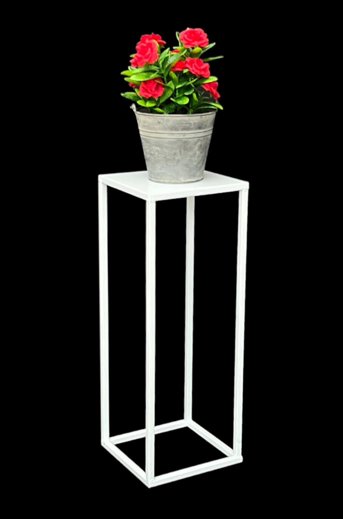 BLUMENHOCKER Metall Weiß Eckig 50 cm - Weiß, Metall (18/50/18cm) - DanDiBo
