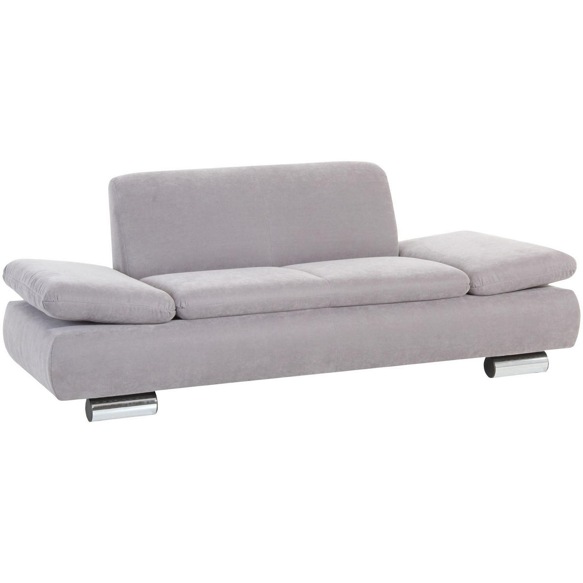 SOFA 2-Sitzer Kaye Bezug Veloursstoff Metallfuß verchromt / silber - Grau, Kunststoff (190/76/90cm) - 58aufmkessel