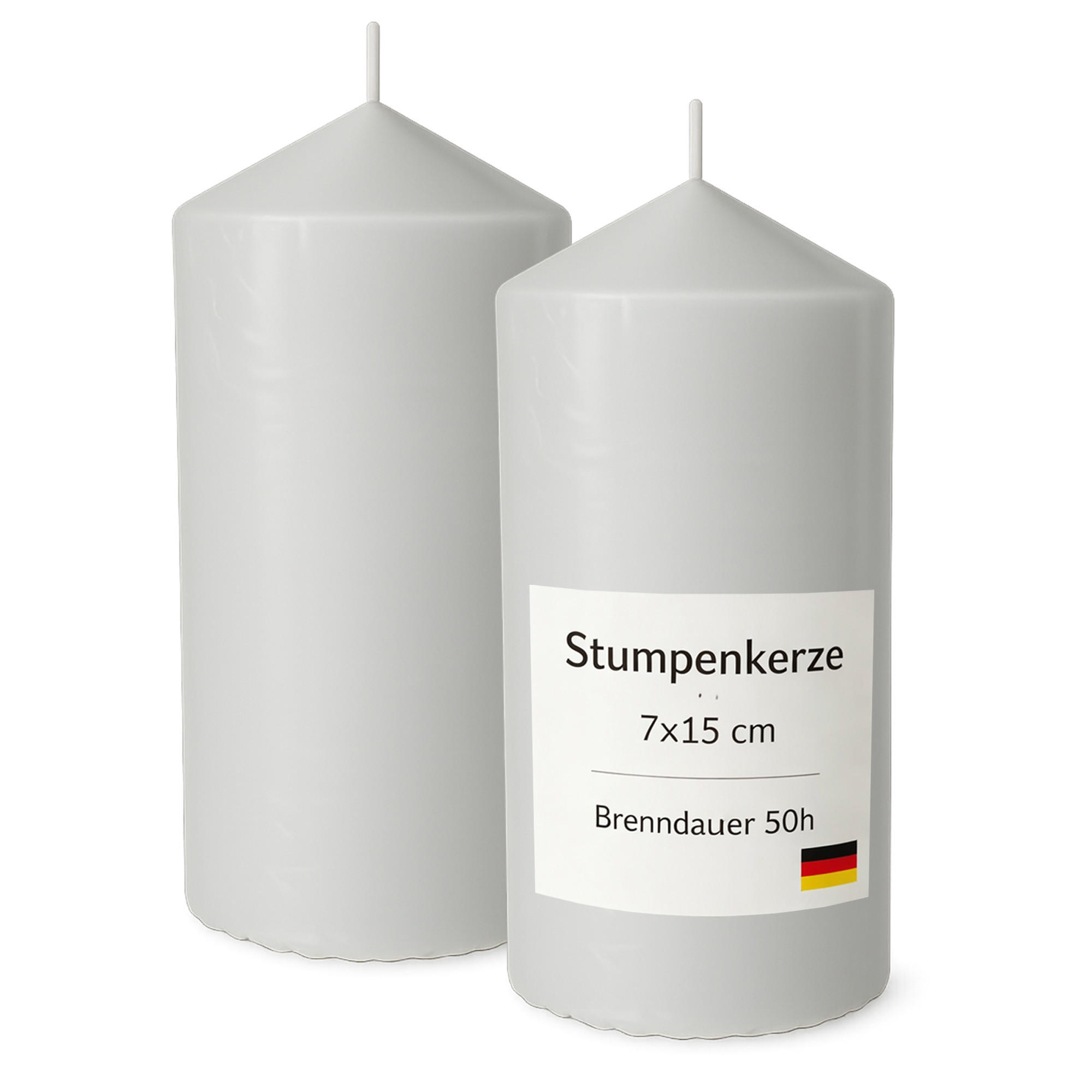 STUMPENKERZEN Ø7cm x 15cm Taupe (2er Pack) - Taupe, Naturmaterialien (15cm) - HS Candle