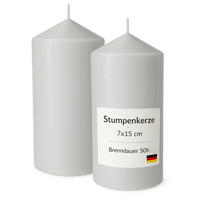 STUMPENKERZEN Ø7cm x 15cm Taupe (2er Pack) - Taupe, Naturmaterialien (15cm) - HS Candle