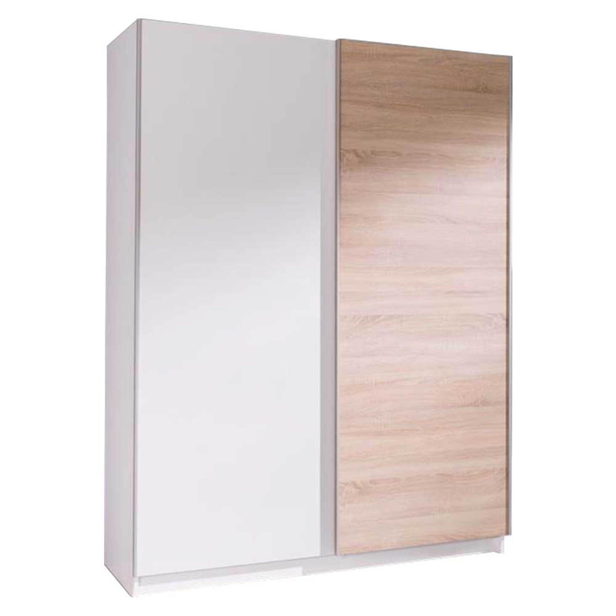 SCHIEBETÜRENSCHRANK - Kleiderschrank Ada III Weiß + Sonoma - Weiß/Sonoma Eiche, Holzwerkstoff (150/206/62cm) - Möblo