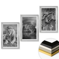 WANDBILDER 3er Set - 40x60 cm Silberner Rahmen - Wildtiere der Savanne - Silberfarben, Kunststoff (40/60cm) - ArtPrintCave