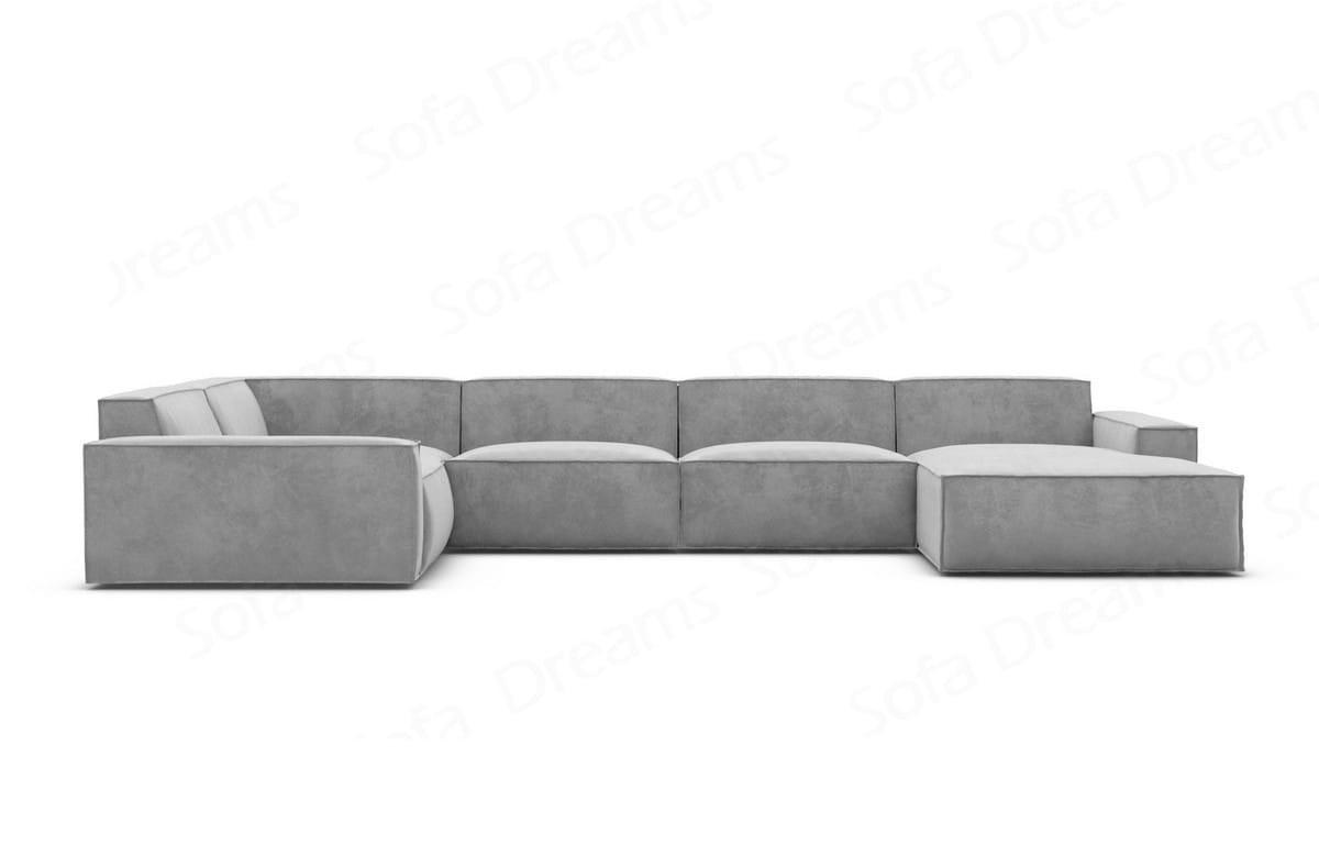 WOHNLANDSCHAFT Beluga Hellgrau Samtstoff - Hellgrau, Kunststoff (313/73/181cm)