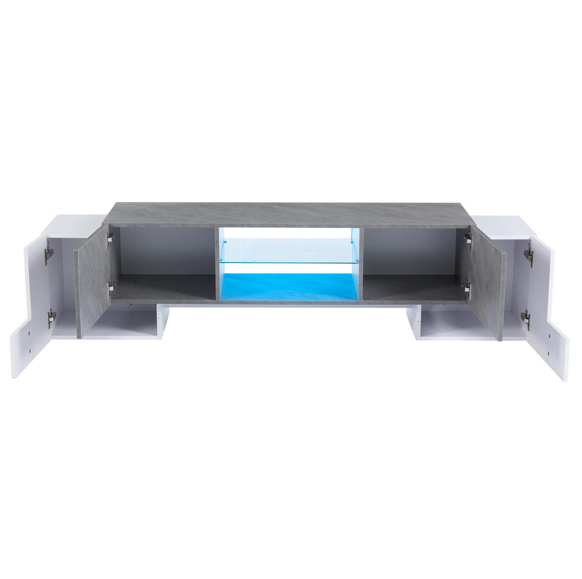 TV-ELEMENT mit LED und Stauraum 180 x 40 x 46,5 cm Weiß Grau - Weiß, Holzwerkstoff (40/46.5/180cm) - Beauniv