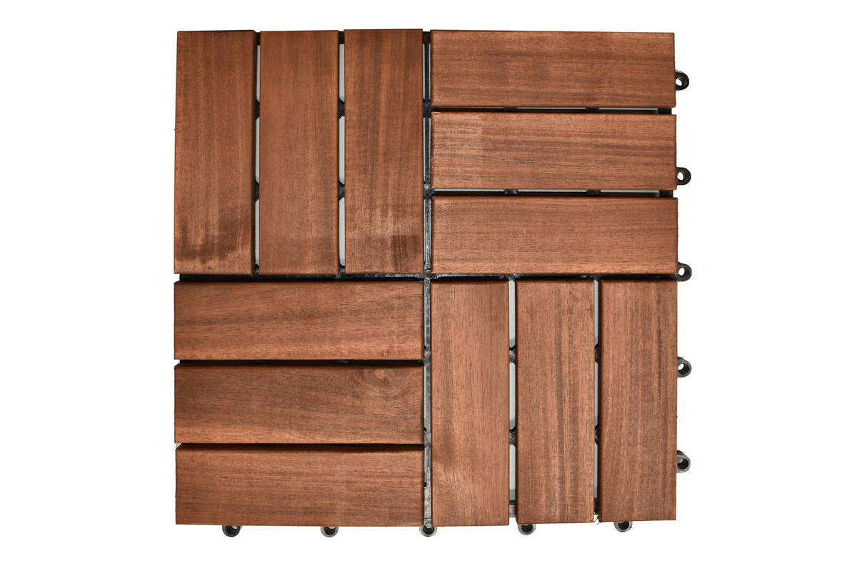 TERRASSENFLIESE 30x30 cm, Braun, Akazienholz 10 Stück - Braun, Holz (30/30/2.2cm) - dasmöbelwerk