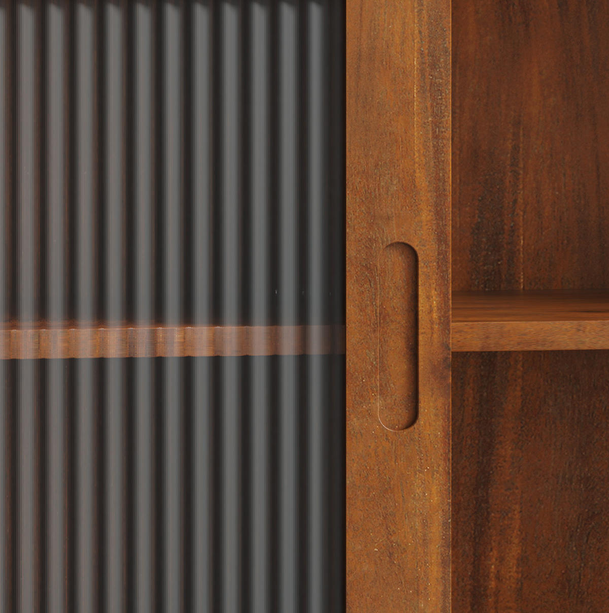 KÜCHENOBERSCHRANK 90x20x60 cm Braun aus Massivholz & Glas mit 2 Schiebetüren - Braun, Holz (90/60/20cm) - Modfu