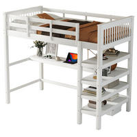 HOCHBETT 90x200cm Weiß Kinderhochbett Ablagefächer Schreibtisch - Weiß, Holz (90/200cm) - FLIEKS