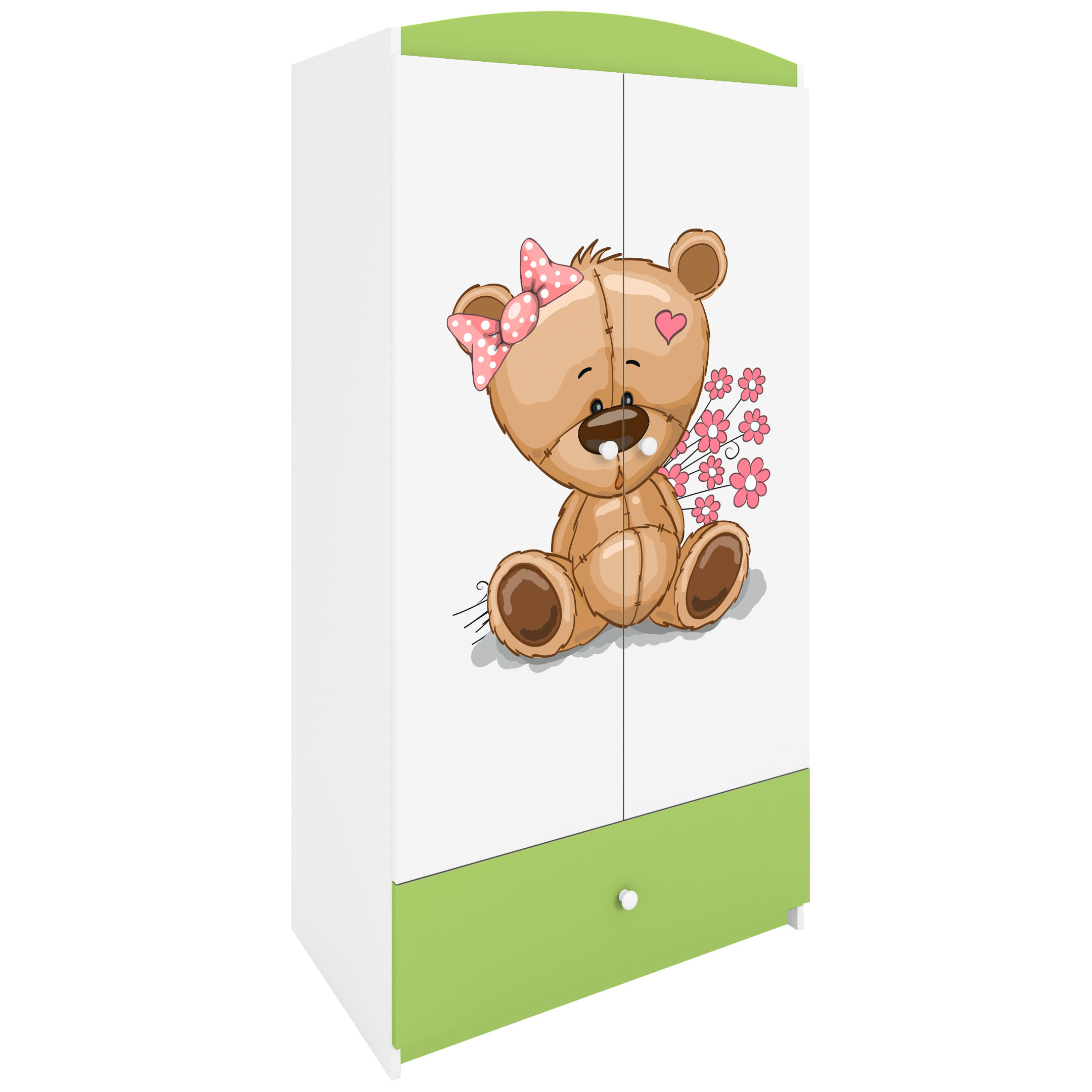 KINDERKLEIDERSCHRANK Teddybär II - Grün, Holzwerkstoff (90/175/52cm) - RAUMHIRSCH FURNITURE