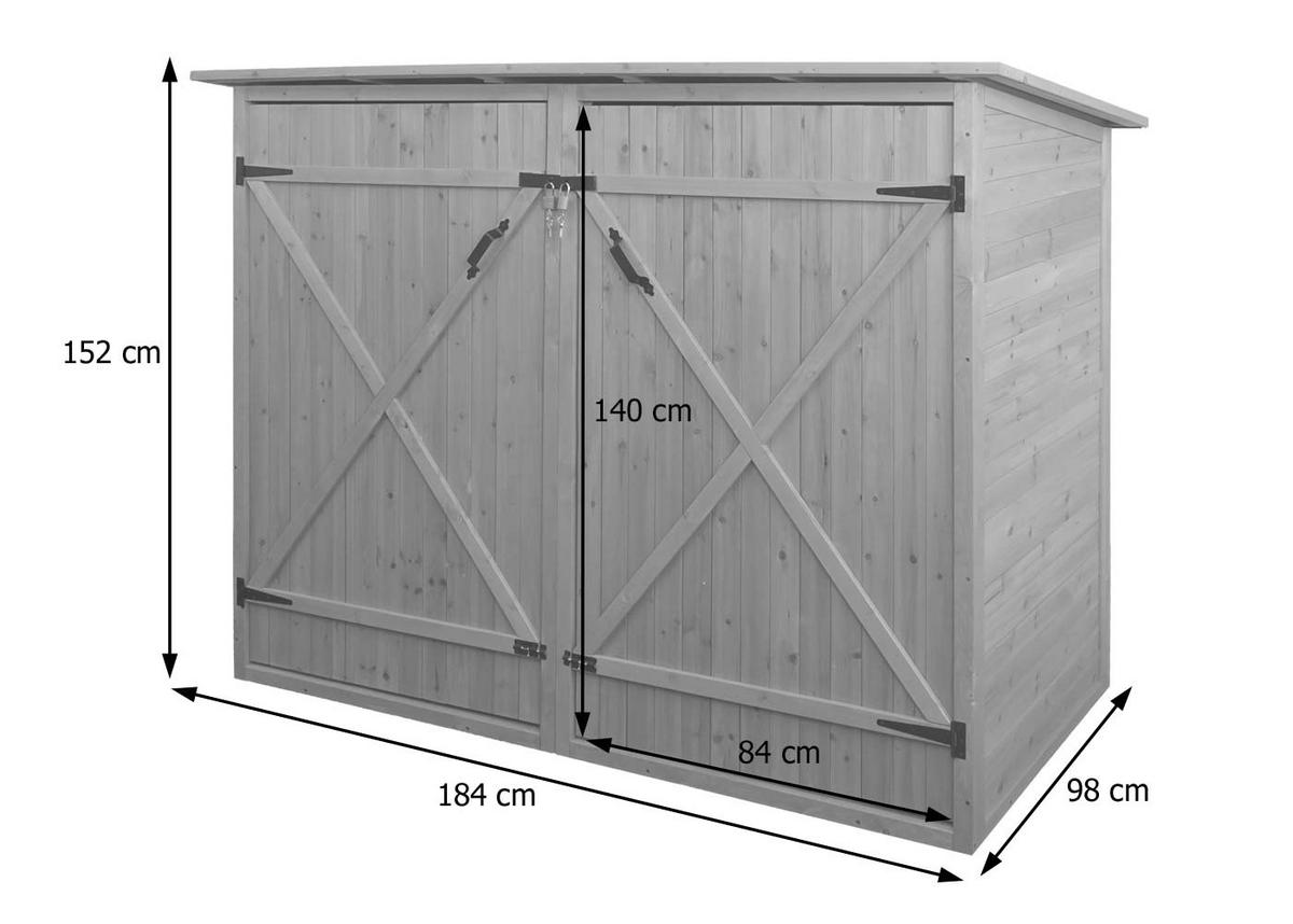 1ER-FAHRRADGARAGE Braun - Braun, Holz (184/152/98cm) - MCW