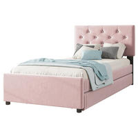 POLSTERBETT 90/200 cm mit Lattenrost und ausziehbarem Rollbett aus Samt, Rosa - Rosa, Textil (90/200cm) - Redom