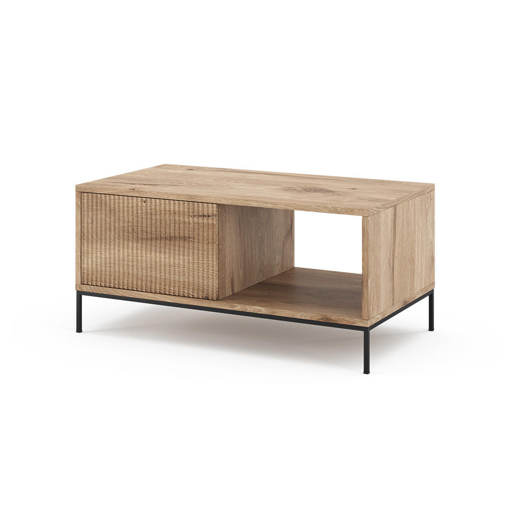 COUCHTISCH Eliza Viking Oak 90 x 50 cm mit einer Schublade - Eiche Wotan, Holzwerkstoff (50/90/45cm) - Vicco