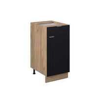 KÜCHENUNTERSCHRANK Fame-Line, Schwarz gestreift, 40 cm ohne Arbeitsplatte - Honigeiche/Eiche Wotan, Holzwerkstoff (40/82/51.6cm) - Vicco