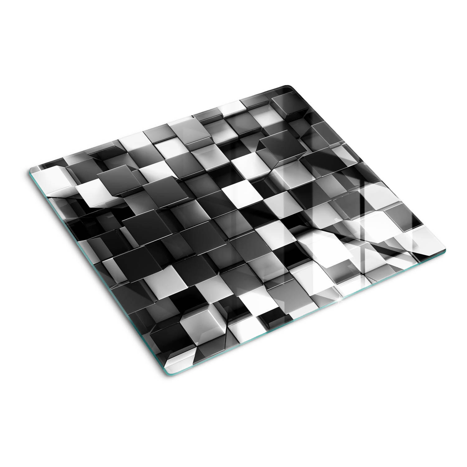 GLASPLATTE 60x52 cm Würfelabstraktion - Silberfarben, Glas (60/0.4/52cm) - TULUP